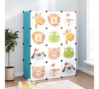 ROMHZKS Étagère cube bleue pour enfants avec 12 cubes, armoire modulaire en plastique PP et cadre en acier, imperméable et facile d'entretien, montage facile avec marteau en bois, peu encombrant