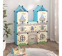 ROMHZKS Étagère cube en polypropylène avec 8 cubes bleu - Armoire modulaire pour enfant en plastique imperméable, cadre en acier pour plus de stabilité, montage facile avec marteau en bois, démontable
