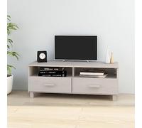 ROMHZKS Hamar Meuble TV en bois de pin massif avec tiroirs Blanc 106 x 40 x 40 cm