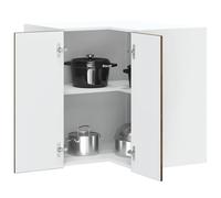 ROMHZKS Kalmar Armoire de cuisine d'angle suspendue en bois de chêne fumé avec espace de rangement, pieds réglables et design peu encombrant