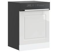 ROMHZKS Kalmar - Cache de lave-vaisselle - Blanc brillant - Avec espace de rangement, pieds réglables et design peu encombrant - 60 x 1,5 x 67 cm