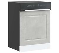 ROMHZKS Kalmar Cache-lave-vaisselle, gris béton, meuble de four, avec espace de rangement, pieds réglables et design peu encombrant, 60 x 1,5 x 67 cm, en matériau dérivé du bois