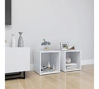 ROMHZKS Lot de 2 armoires TV blanches en bois - Table basse - Table basse - Buffet suspendu - 37 x 35 x 37 cm