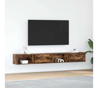 ROMHZKS Lot de 2 armoires TV en chêne fumé - Buffet HiFi suspendu - Table basse basse - 100 x 31 x 25,5 cm - Matériau du bois