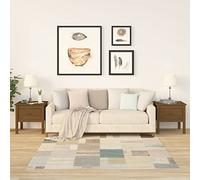 ROMHZKS Lot de 2 tables d'appoint en bois massif de pin massif avec tiroir - 50 x 50 x 49 cm - Marron miel - Tables basses et tables de chevet polyvalentes