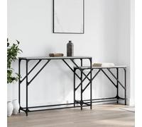 ROMHZKS Lot de 2 tables gigognes en bois Sonoma avec cadre en métal pour salon et couloir - Tables de nidification stables avec plateau robuste et espace de rangement polyvalent