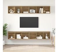 ROMHZKS Lot de 4 armoires TV murales en chêne artisanal, table TV, armoire, buffet, buffet, pour salon, 37 x 37 x 107,5 cm