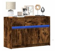 ROMHZKS Meuble TV avec éclairage LED Chêne fumé Meuble TV Support TV Meuble bas 91 x 34 x 61 cm