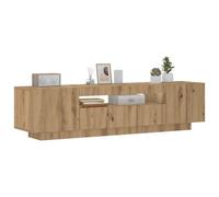 ROMHZKS Meuble TV avec lumières LED - Chêne artisanal - Banc TV - Commode - Avec tiroirs - Buffet de salon - 160 x 35 x 40 cm