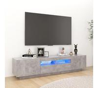 ROMHZKS Meuble TV avec lumières LED - Gris béton - Commode - Armoire suspendue - Buffet bas - 180 x 35 x 40 cm
