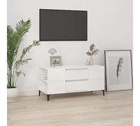 ROMHZKS Meuble TV blanc brillant - Meuble TV - Commode - Armoire murale - Armoire de salon - 102 x 44,5 x 50 cm - En matériau dérivé du bois