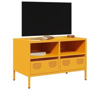 ROMHZKS Meuble TV jaune moutarde - Meuble TV - Table console avec tiroirs - Buffet suspendu - 68 x 39 x 43,5 cm - Acier laminé à froid