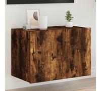 ROMHZKS Meuble TV mural avec lumières LED Chêne fumé Étagère TV Support HiFi Rack Commode 60 x 35 x 41 cm