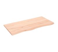 ROMHZKS Plateau de table en chêne massif non traité - 100 x 50 x 2 cm - Avec bord naturel - Fabriqué à la main - Pour rénovation de table, projet de bricolage