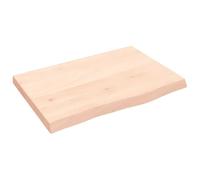 ROMHZKS Plateau de table en chêne massif non traité - 60 x 40 x 2 cm - Avec bord naturel - Fabriqué à la main - Pour rénovation de table, projet de bricolage