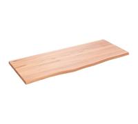 ROMHZKS Plateau de table en chêne massif traité marron clair 100 x 40 x 2 cm avec bord naturel fait à la main pour rafraîchir la table et projet de bricolage