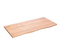 ROMHZKS Plateau de table en chêne massif traité marron clair - 100 x 50 x 2 cm - Avec bord naturel - Fabriqué à la main - Pour rafraîchir la table - Projet de bricolage