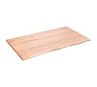 ROMHZKS Plateau de table en chêne massif traité marron clair - 100 x 60 x 2 cm - Avec bord naturel - Fabriqué à la main - Pour rafraîchir la table - Projet de bricolage