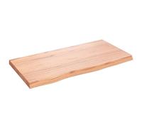 ROMHZKS Plateau de table en chêne massif traité marron clair 80 x 40 x 2-4 cm avec bord naturel fait à la main pour rafraîchir la table, projet de bricolage