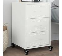 ROMHZKS Stilvoller Nachttisch mit Stahlgestell und 3 Griffen, Reichlich Stauraum für Bücher und Zeitschriften, Pflegeleicht und flexibel mit 4 Rollen, Zeitlose Ergänzung für Ihre