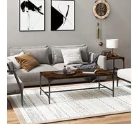 ROMHZKS Table basse industrielle en bois avec cadre en acier et pieds réglables pour salon