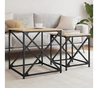 ROMHZKS Table basse industrielle Nesting Set de table en bois avec cadre en métal, peu encombrante pour salon, chambre à coucher et bureau