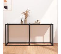 ROMHZKS Table console blanche aspect marbre 160 x 35 x 75,5 cm - Verre trempé - Table d'appoint avec structure en acier - Table de salon élégante - Plateau de table robuste en verre trempé - Nettoyage