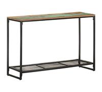 ROMHZKS Table console en bois massif recyclé 110 x 35 x 75 cm avec étagère et pieds en fer revêtus par pulvérisation pour plus de stabilité et de charme rustique