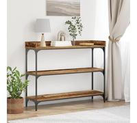 ROMHZKS Table console en bois recyclé 100 x 30 x 80 cm Matériau bois et acier Vintage Style industriel Table d'appoint avec trois étagères en bois Aspect rustique Construction stable