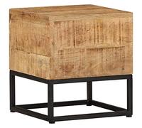 ROMHZKS Table d'appoint en bois de manguier massif 30 x 30 x 33 cm avec pieds en fer revêtus par pulvérisation - Table basse robuste avec veinures denses et artisanat exquis comme pièce unique