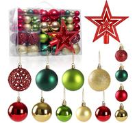 Romicta Ensemble de 101 Boules de Noël Brillantes - Décorations incassables pour Sapin, avec Boîte de Rangement - Idéal pour Calendrier de l’Avent et Déco de Noël