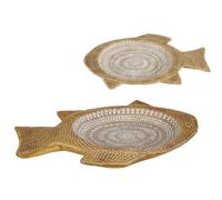 Romimex Centre de Table Beige Naturel Poisson 23 x 4 x 37 cm rotin
