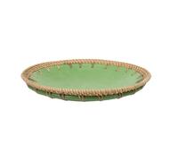 Romimex Centre de Table Vert Naturel céramique rotin 30 x 6 x 30 cm