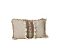 Romimex Coussin Beige Pompons 30 x 8 x 50 cm