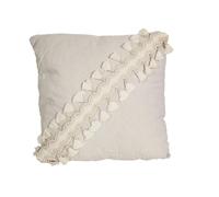 Romimex Coussin Blanc Pompons 45 x 10 x 45 cm