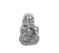 Romimex Figurine décorative argentée en résine Bouche Moine 16 x 22 x 15 cm