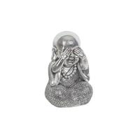 Romimex Figurine décorative argentée en résine Moine Yeux 16 x 22 x 15 cm