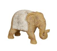 Romimex Figurine décorative Beige rotin polyrésine éléphant 29 x 20 x 12 cm