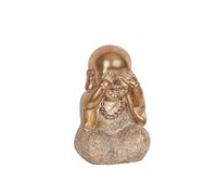 Romimex Figurine décorative dorée en résine Moine Yeux 16 x 22 x 15 cm