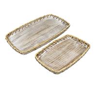 Romimex Jeu de Plateaux en Bois Naturel 2 pièces