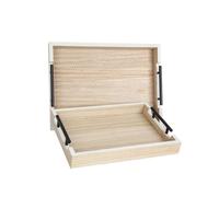 Romimex Jeu de Plateaux en Osier Naturel en Bois MDF 2 pièces