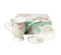 Romimex Jeu de Tasses avec Assiettes Blanches en céramique 24 x 12 x 13 cm