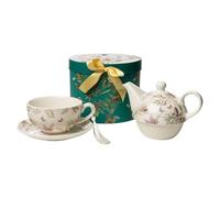 Romimex Jeu de Tasses avec Assiettes Vertes en céramique 17 x 20 x 17 cm