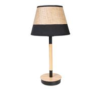 Romimex Lampe de table noire beige bois osier 23 x 44 x 23 cm