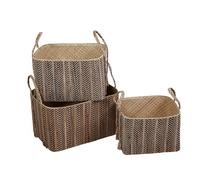 Romimex Lot de 3 boîtes décoratives blanches en fibre naturelle