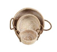 Romimex Lot de 3 paniers beige