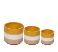 Romimex Lot de 3 Pots de Fleurs en céramique Jaune Beige