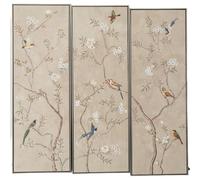Romimex Lot de 3 Tableaux en polystyrène, Toile Oiseaux, 123 x 123 x 5 cm