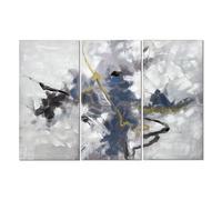 Romimex Lot de 3 tableaux gris toile 80 x 120 x 3 cm