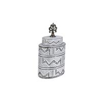 Romimex Pot Blanc doré métal céramique 16 x 25 x 11 cm avec Couvercle